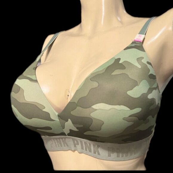 Victorias Secret Pink Wear Everywhere Wireless lightly lined Camouflage bra 36DD - Picture 3 of 10